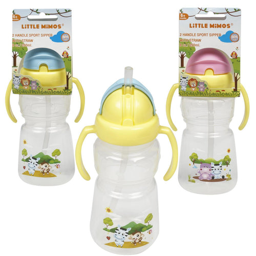 Little Mimos 8 oz Twin Handle Sports Training Cup with Straw 6M+ 