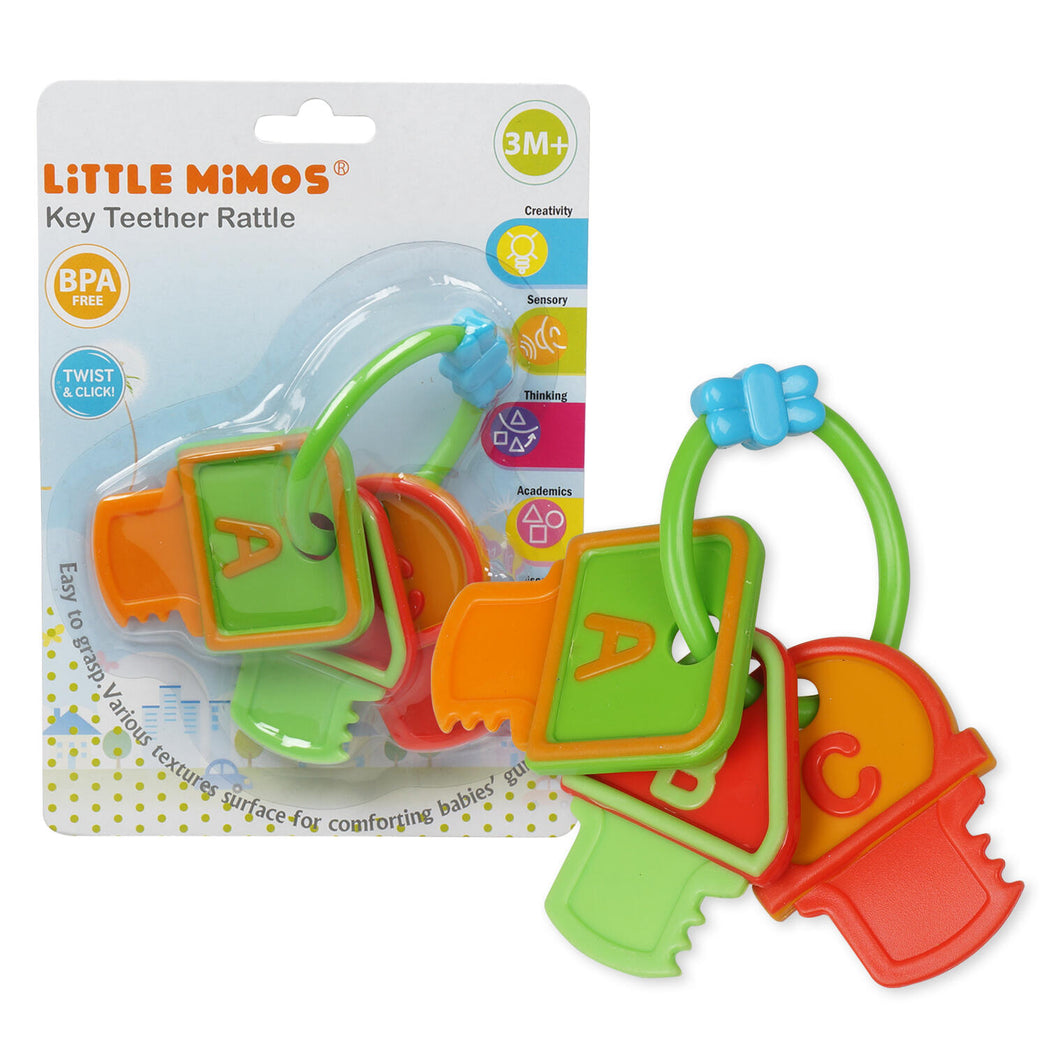 Little Mimos Key Ring Teether W/ Fabric (96 Pieces)