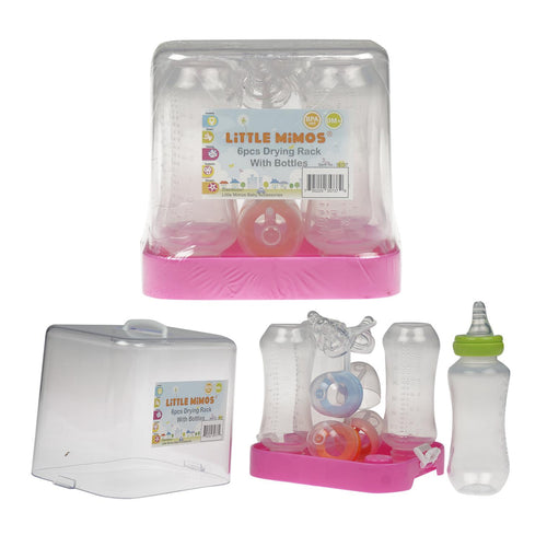 8 oz Little Mimos Baby Bottle Set of 4 with Drying Rack - Offpricebundles