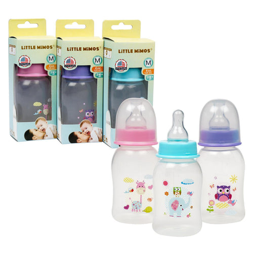 4 oz Little Mimos Baby Bottle with Silicone Nipple 