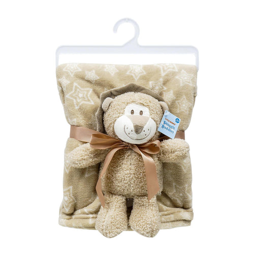 Little Mimos Baby Blanket with Lion Plush- Beige 