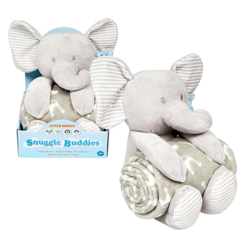 Little Mimos Baby Blanket with Monkey Plush- Grey and White 