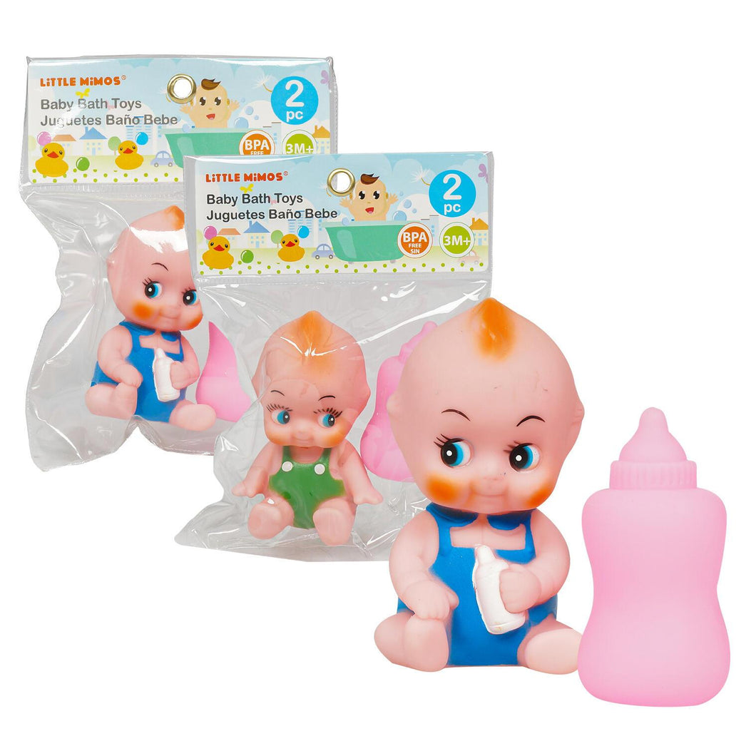 Little Mimos 2 Piece Baby and Bottle Bath Toy Set- Assorted 