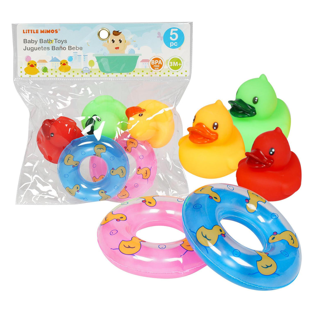 Little Mimos 5 Piece Rubber Ducky Bath Play Set 